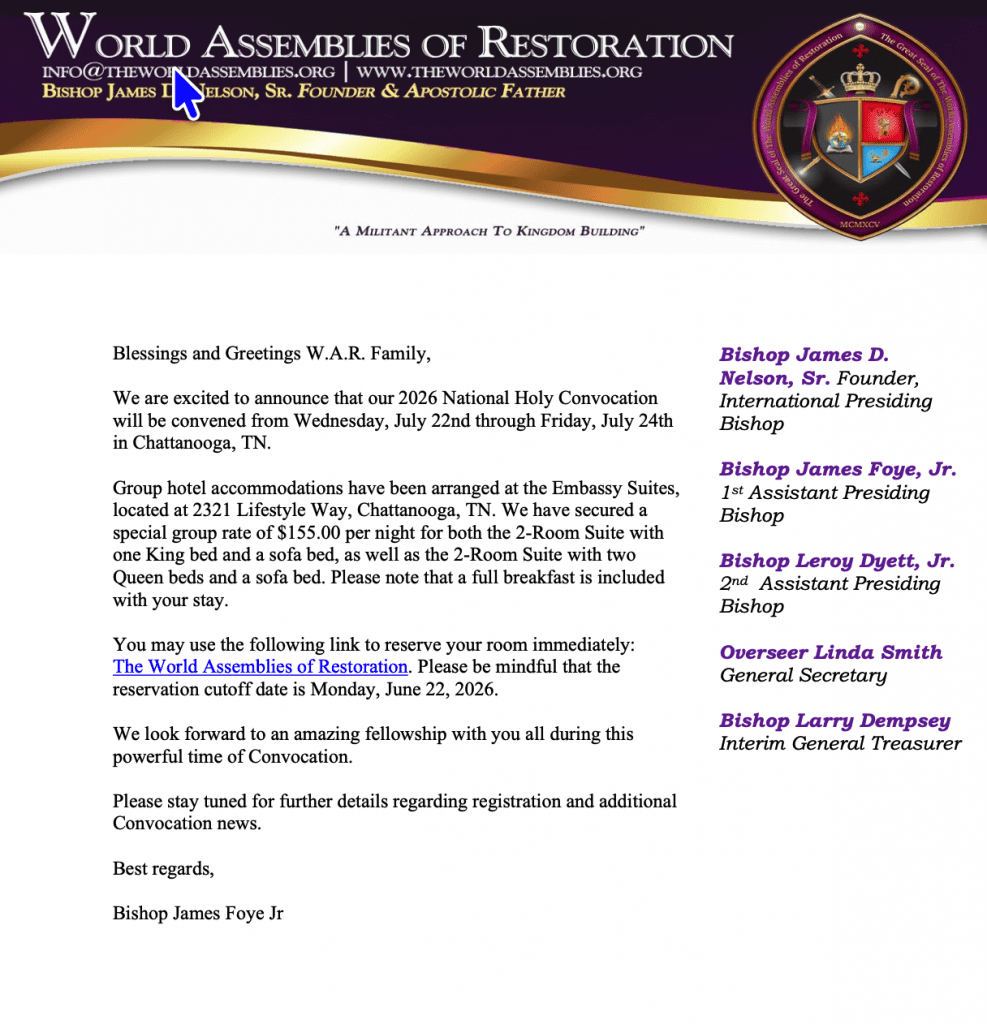 Holy Convocation 2026 Reminders and Updates - World Assemblies of ...